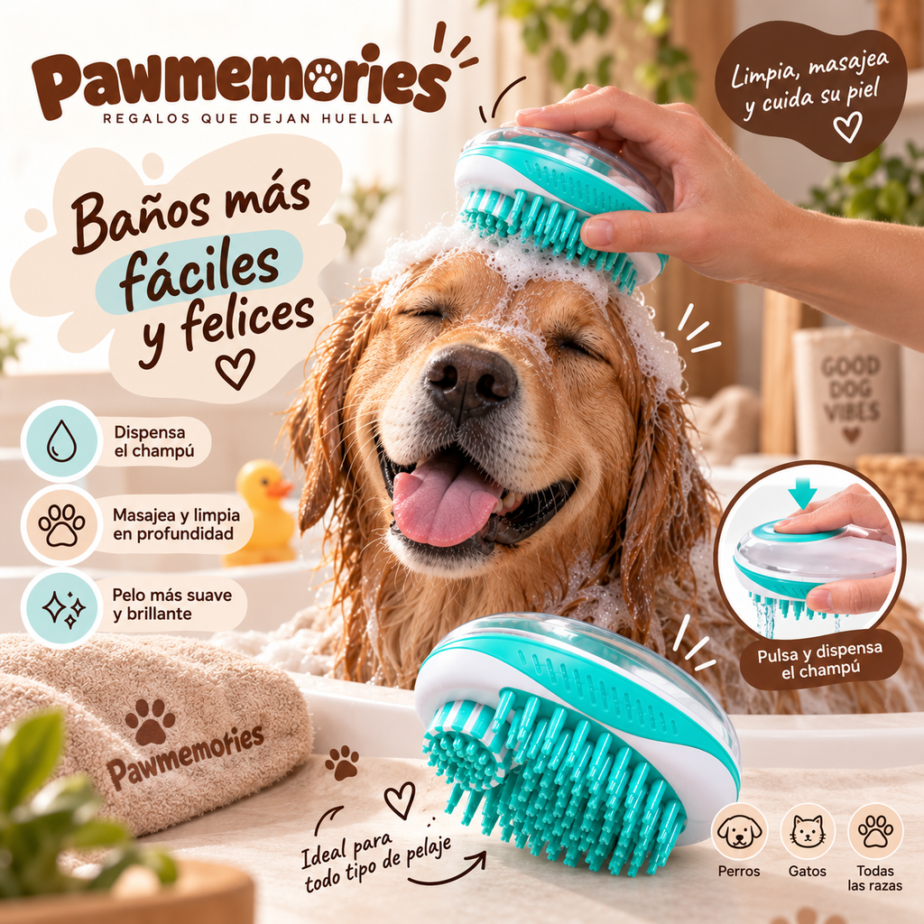 Cepillo de Baño y Masaje 2 en 1 para Mascotas
